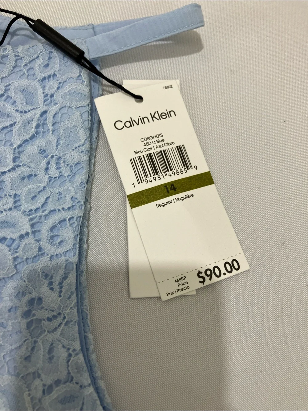 Calvin Klein Girl's Pale Blue Lace Bodice Party Dress